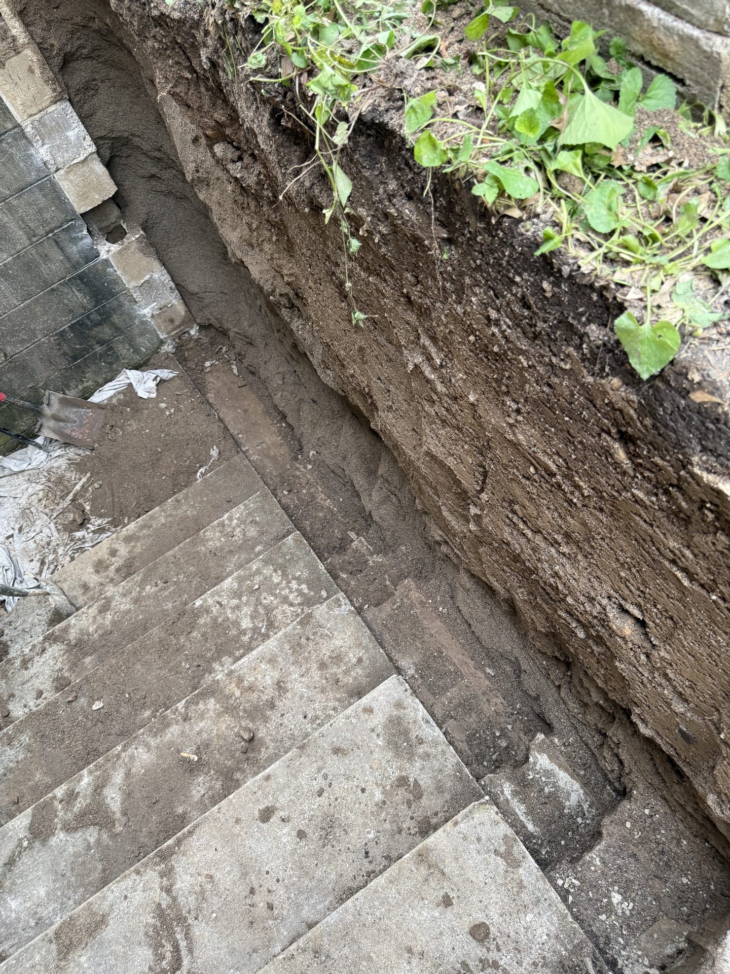 Masonry foundation and stair work in progress in Indianapolis, IN