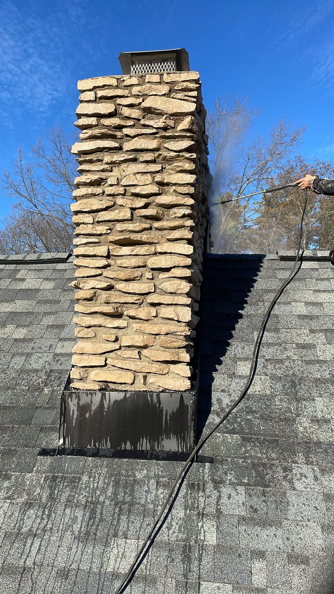 Stacked stone chimney cleaning and masonry care in Indianapolis, IN